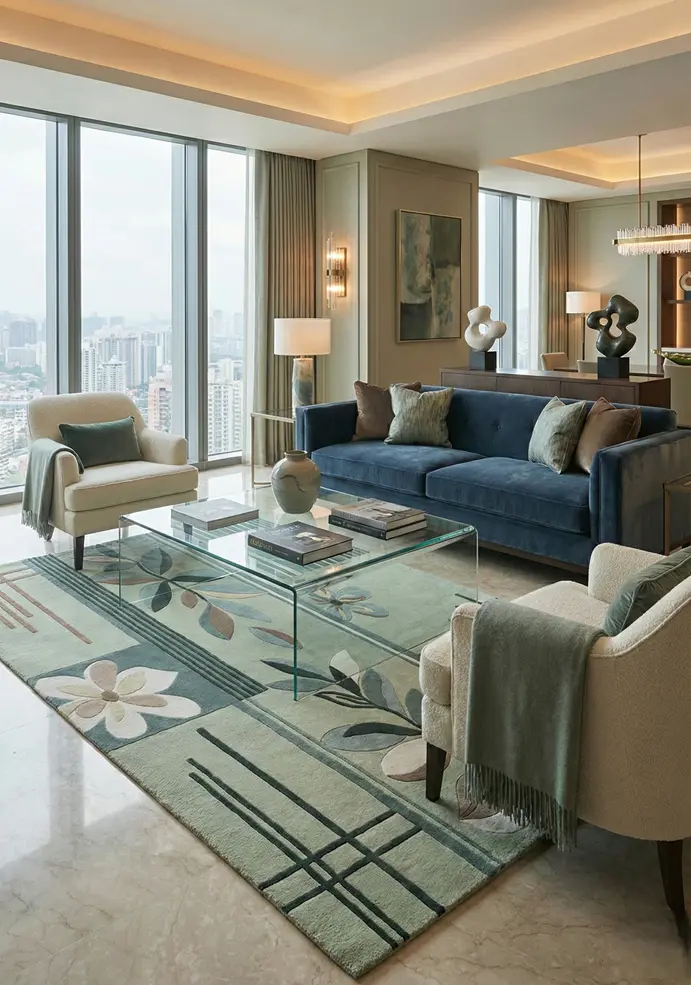 Custom rug for hotel private suite